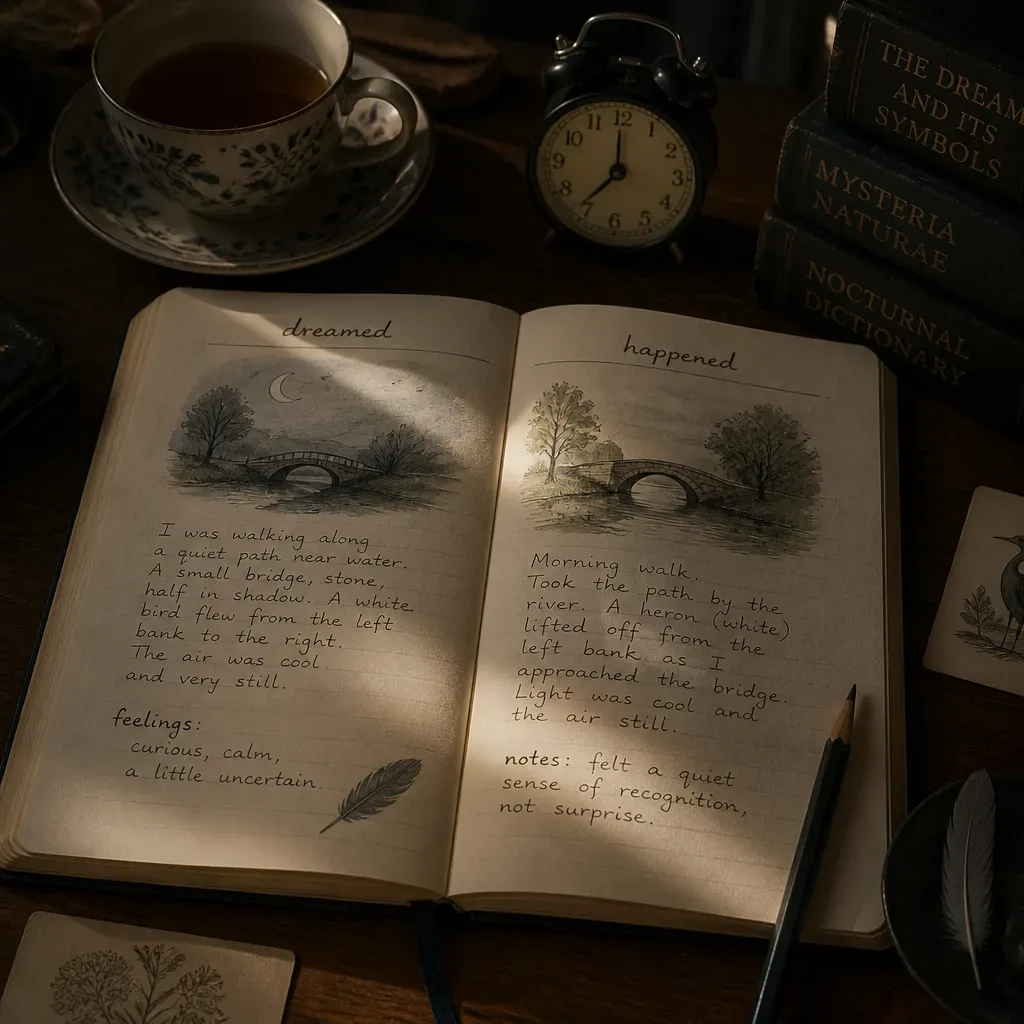 Dream journal comparing dreamed details with later events