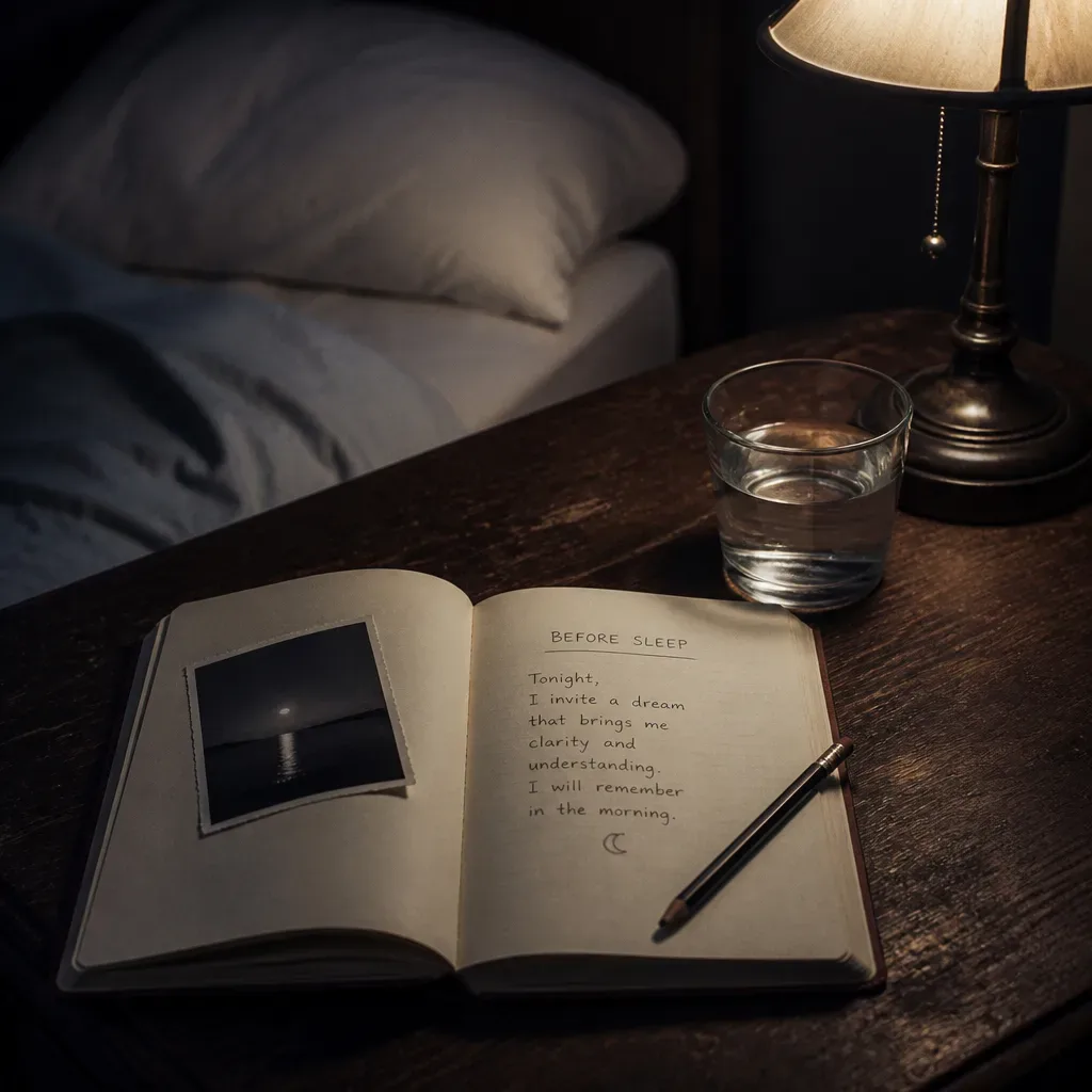 Notebook and photograph prepared for dream incubation
