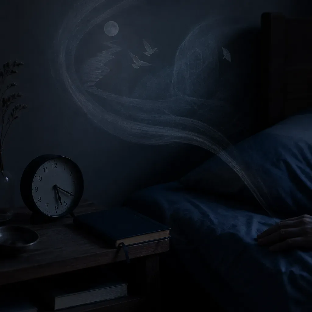Bedside clock and journal during a pre-dawn waking