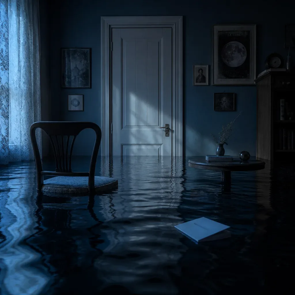 Water rising quietly inside an ordinary room
