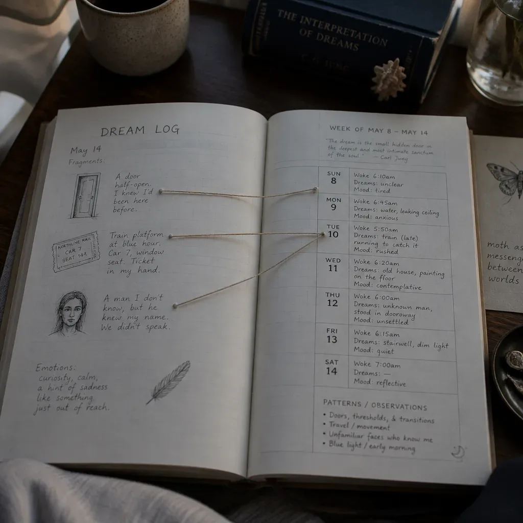 Dream journal connected to a seven-day calendar