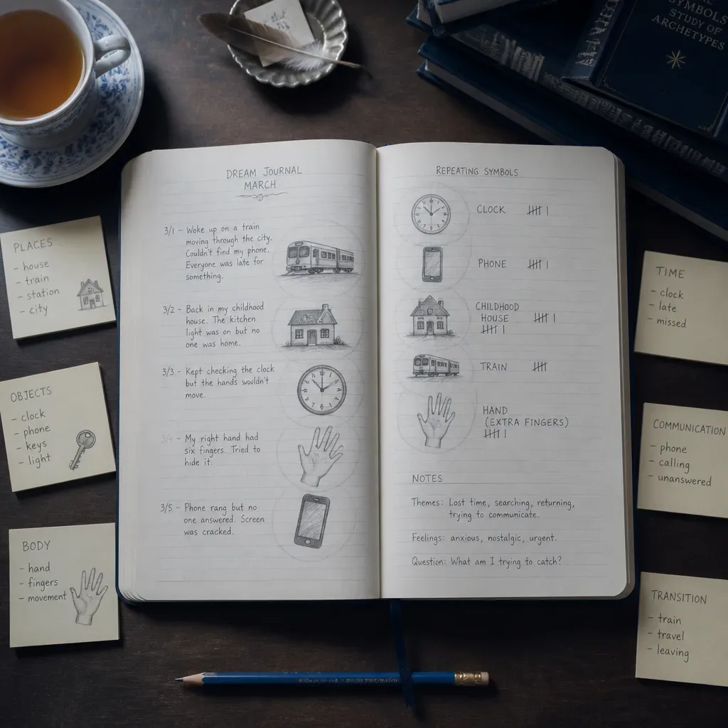 Dream journal with repeated signs circled