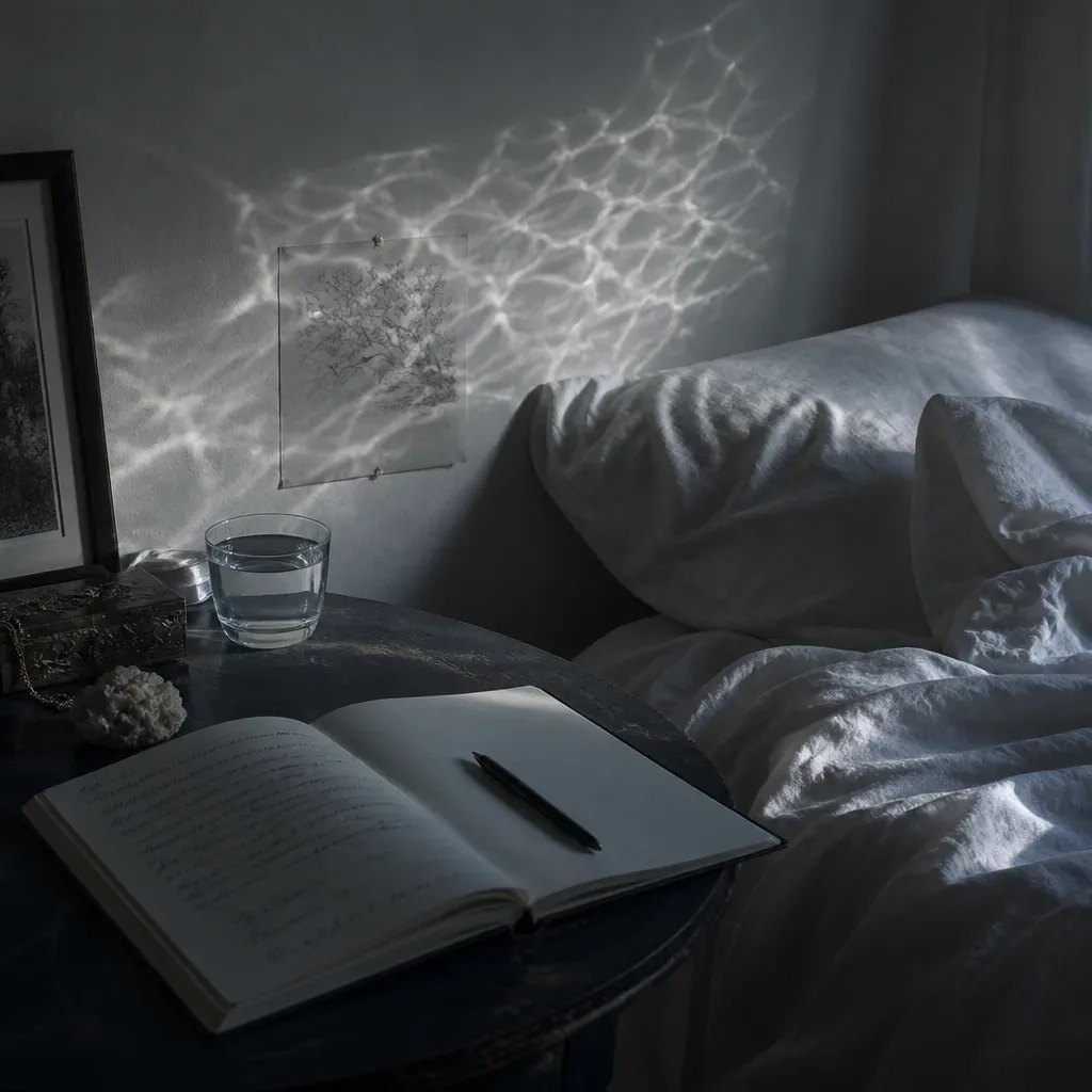 Quaderno accanto al letto dopo un incubo di annegamento