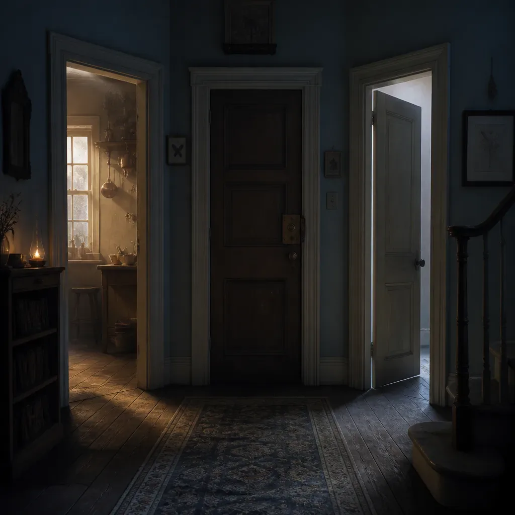 Hallway with open and locked dream doors
