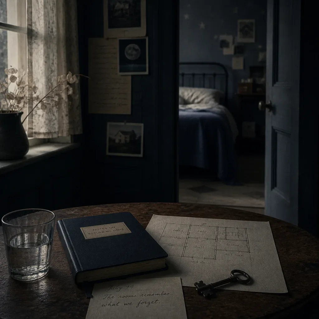 Notebook and key beside a dream floor plan