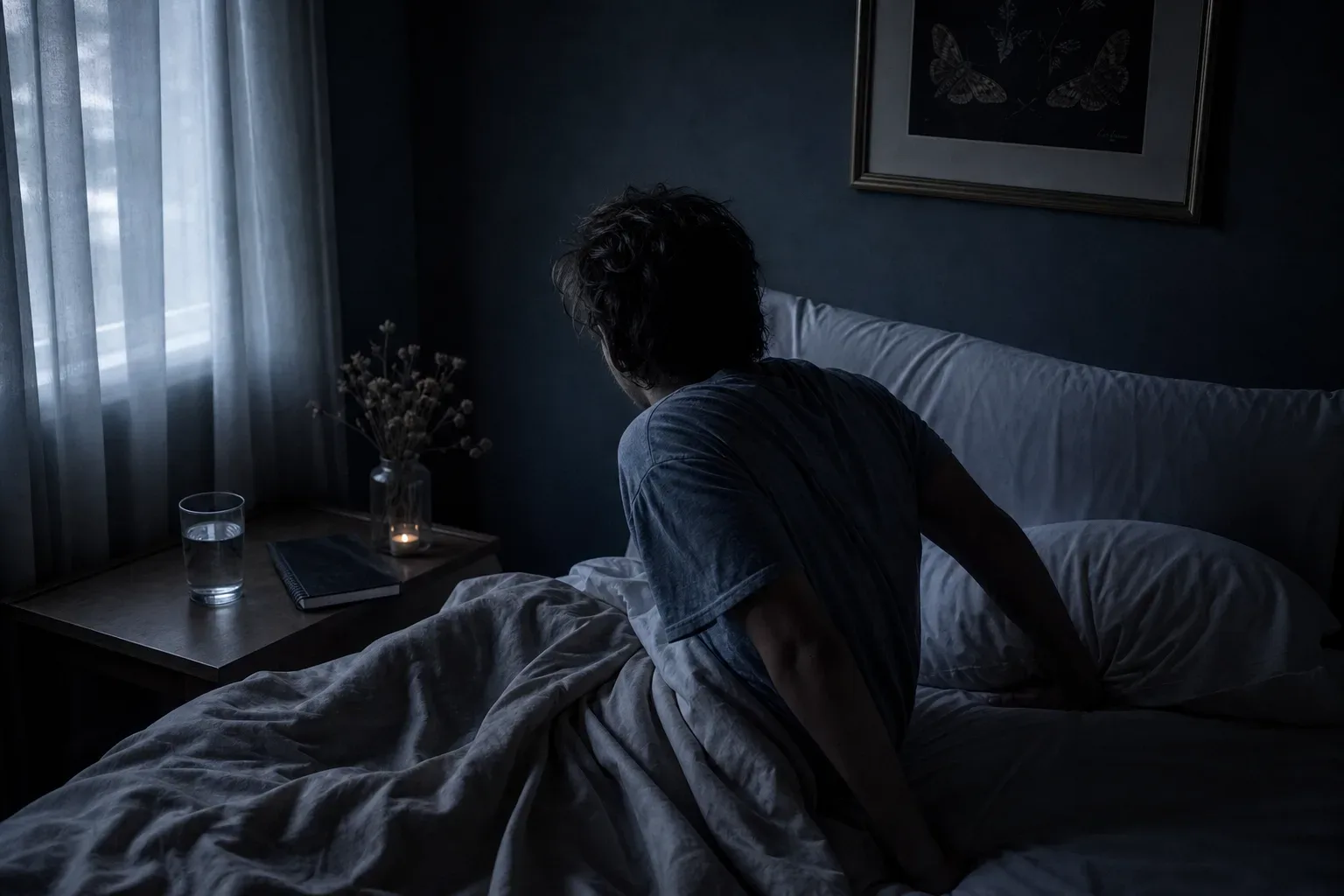 Sleeper jolting awake from a falling dream