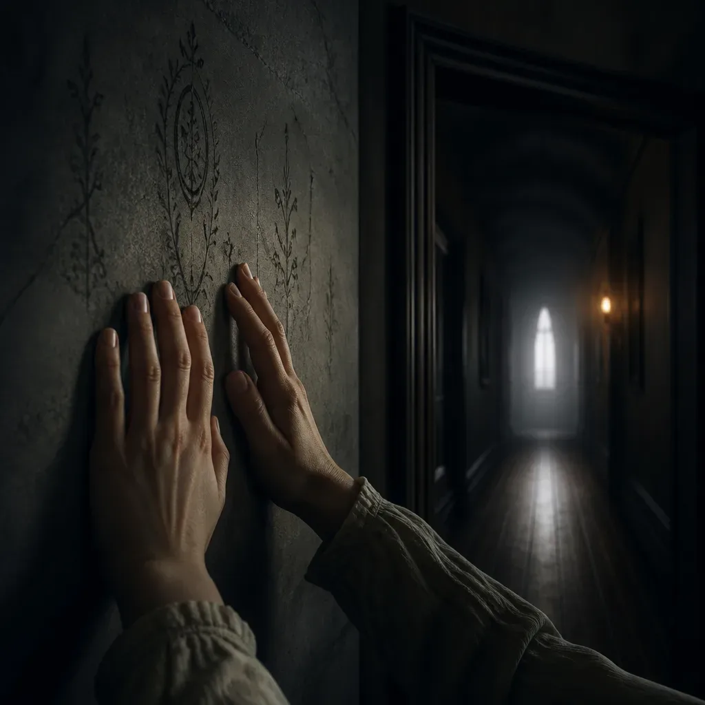 Dream hands grounding against a hallway wall