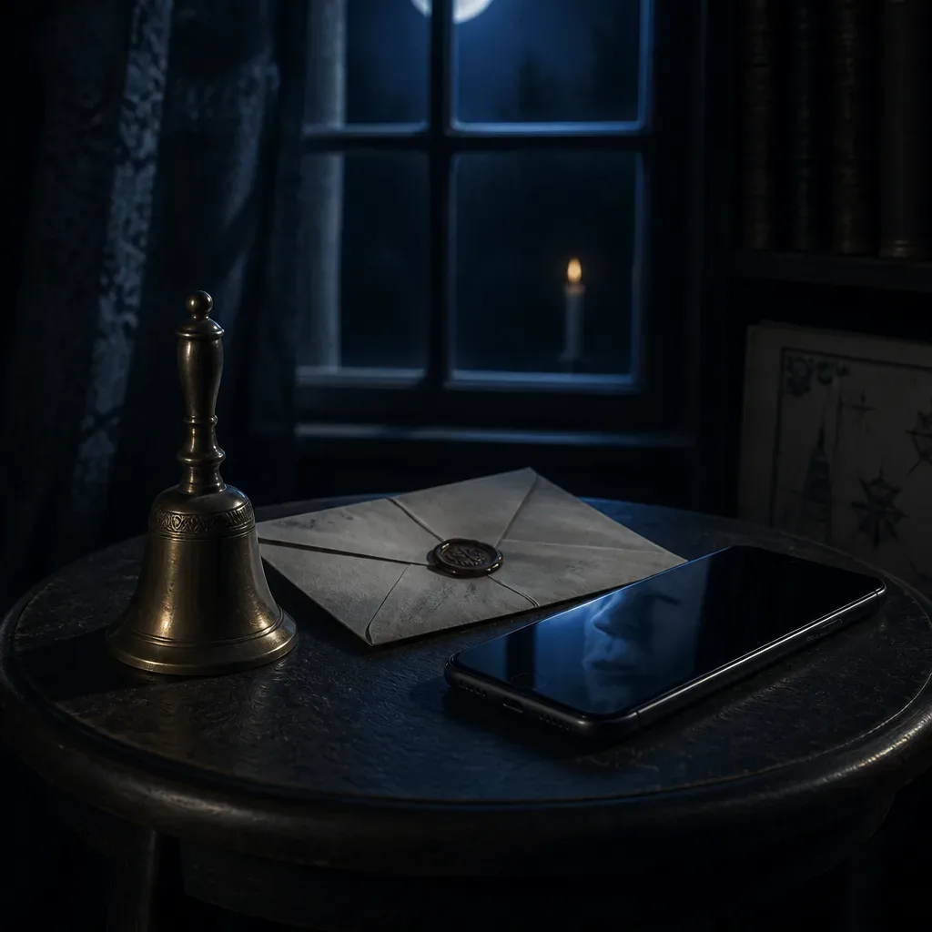 Bell letter and smartphone arranged on a table