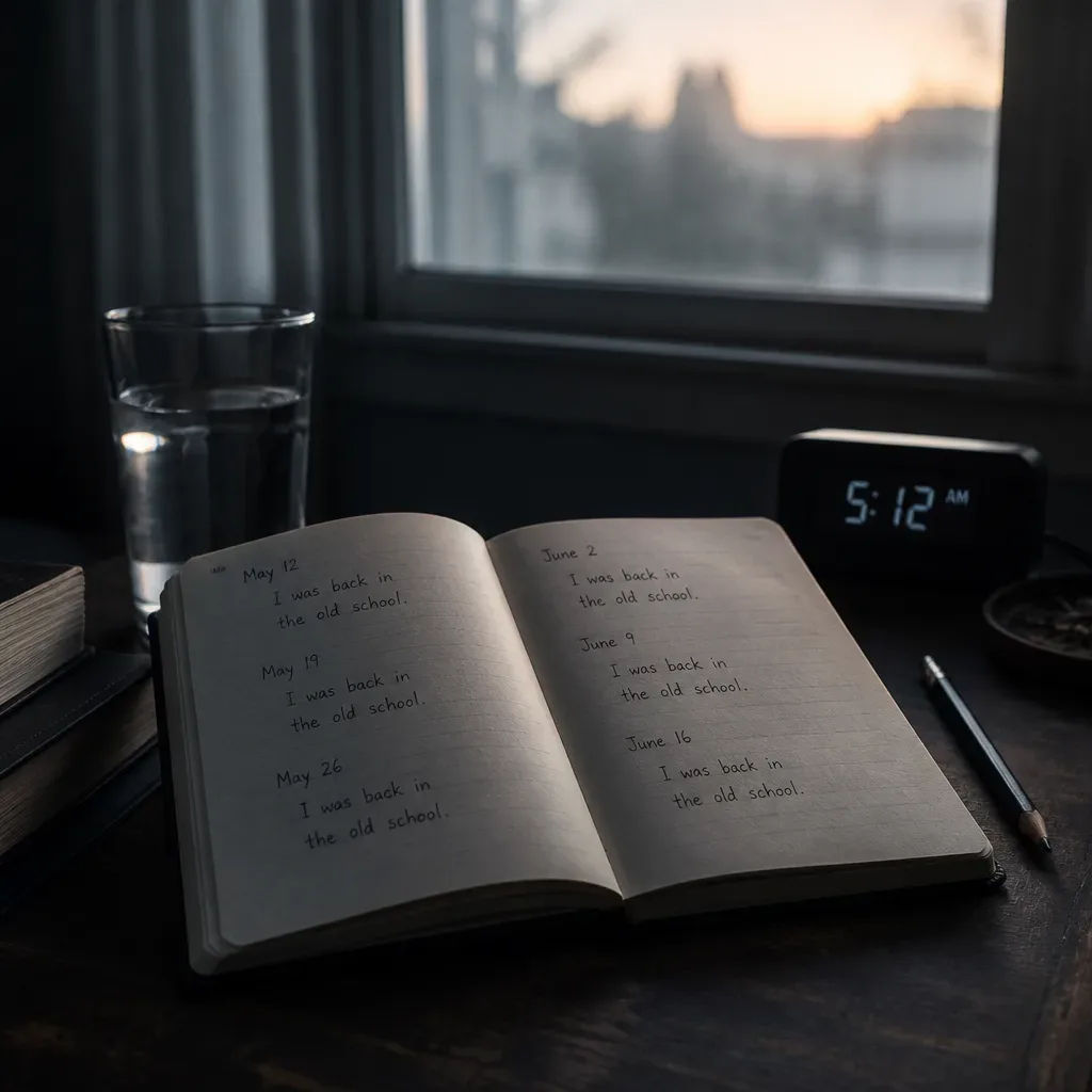 Dream journal showing repeated morning notes