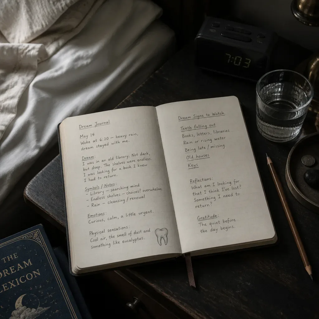 Dream journal with underlined tooth dream notes