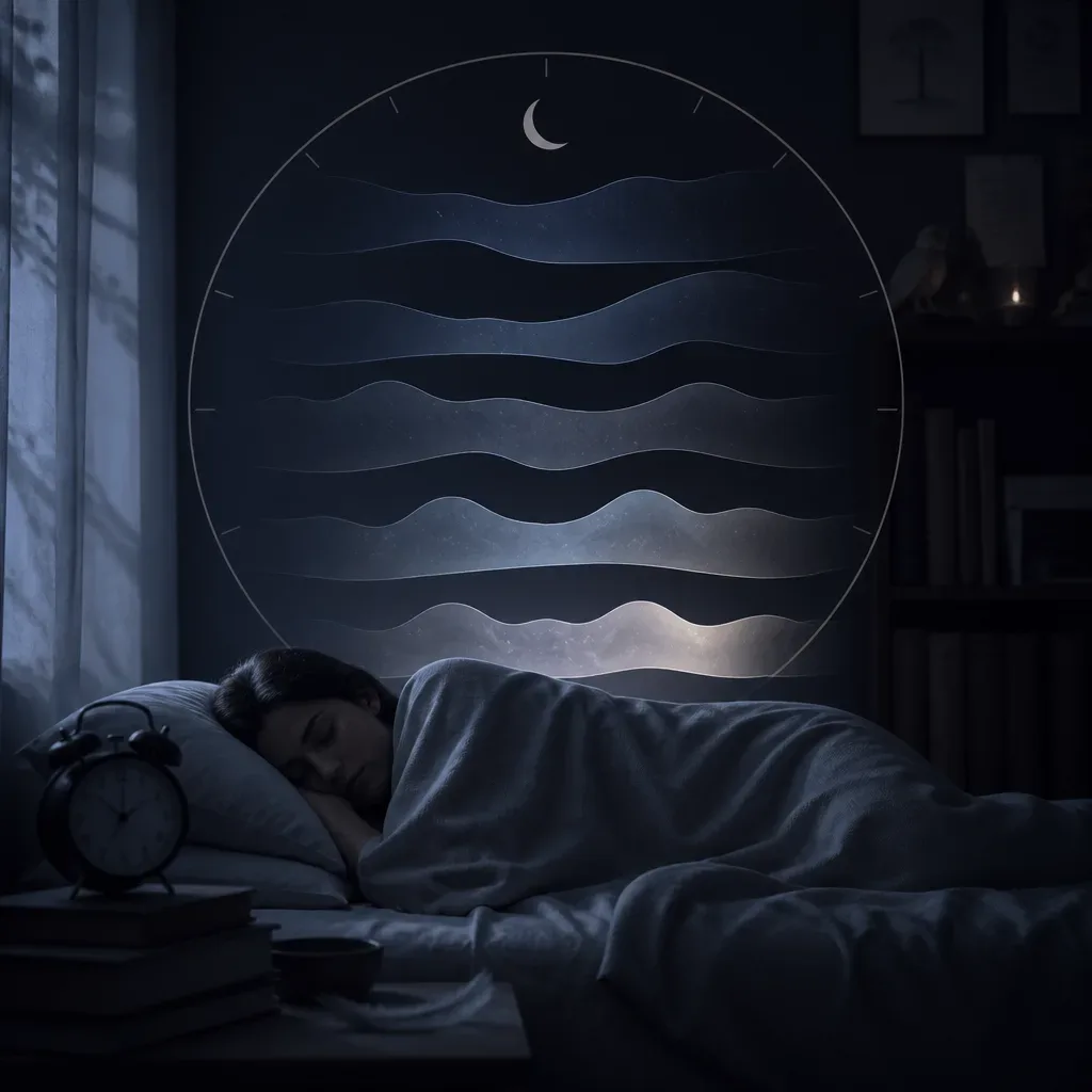 Sleeping person beside quiet clock and REM bands
