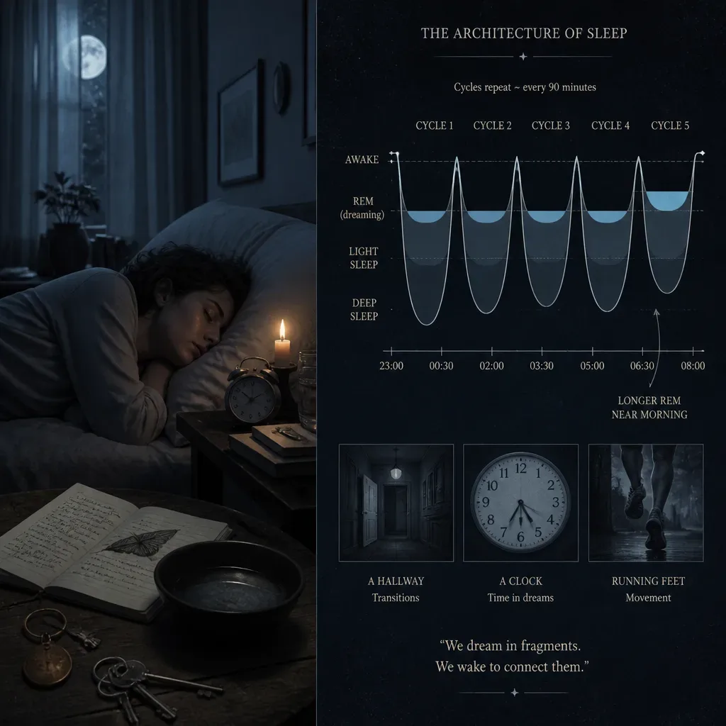 REM sleep cycle beside a resting dreamer