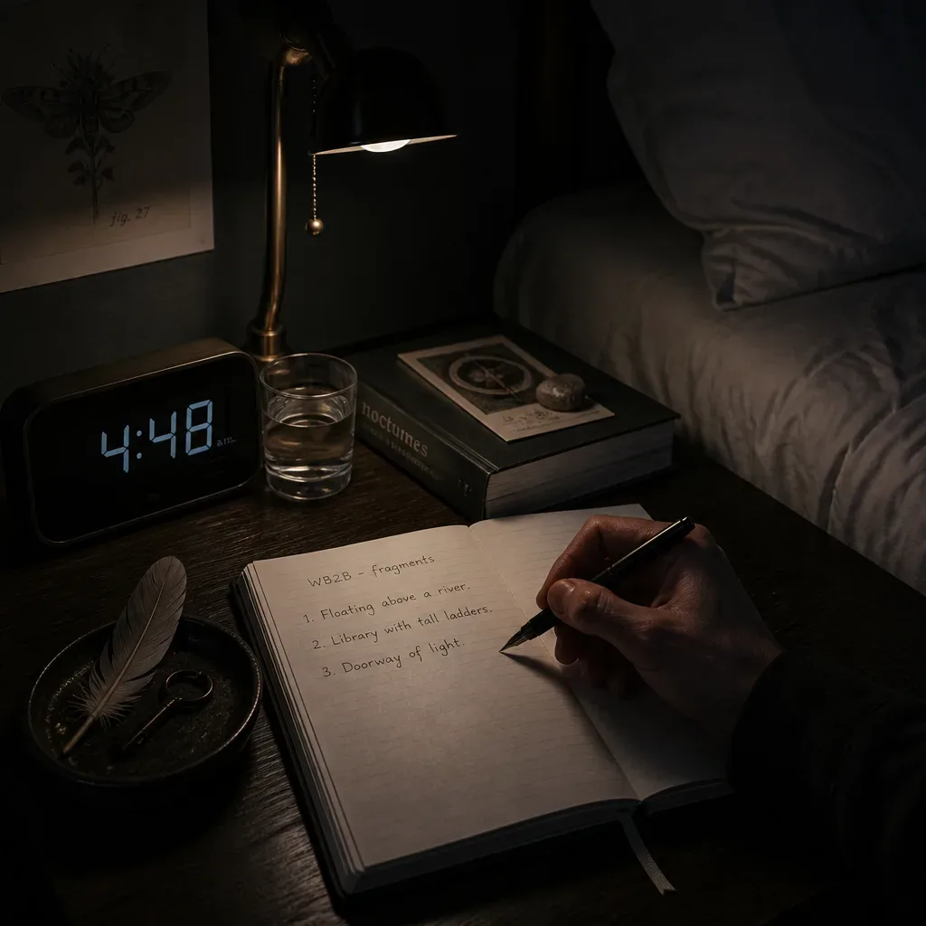 Notebook and dim lamp during early morning WILD practice